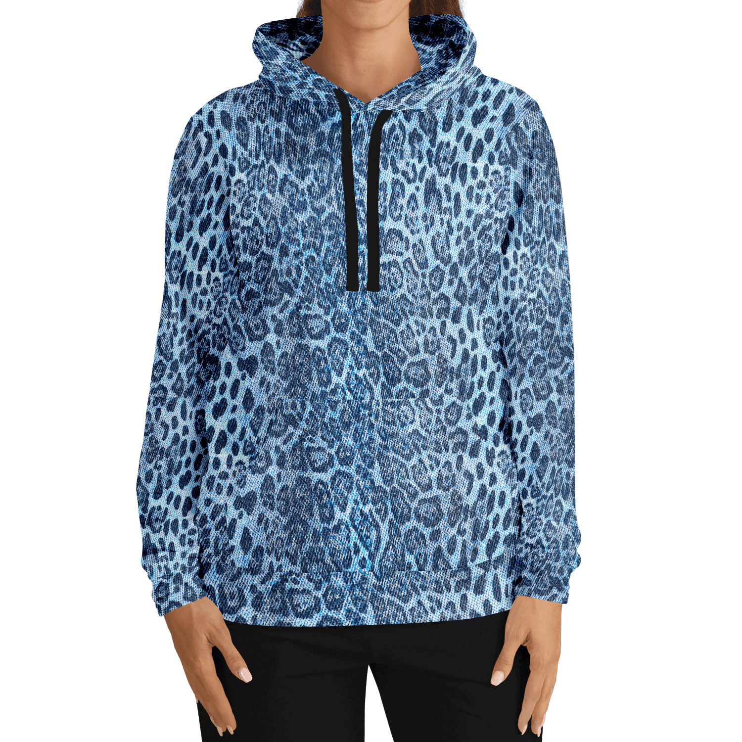 Leopard Print Hoodie | Blue Denim-Style | Camo Colors