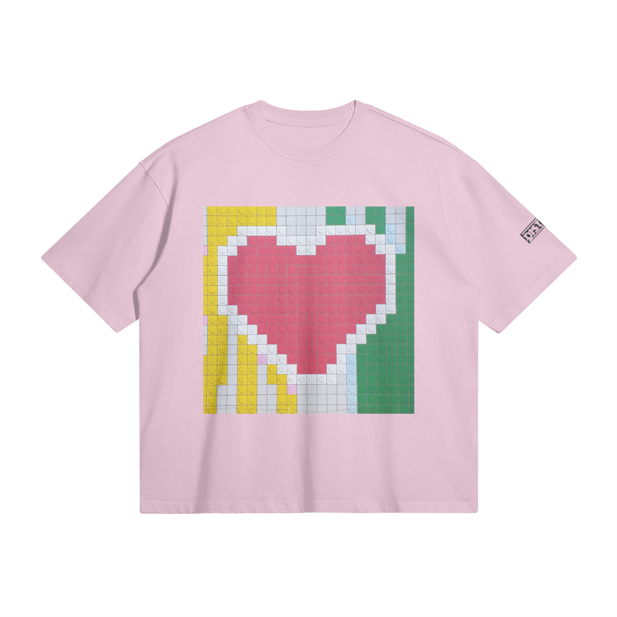 Lego Heart | Oversized Boxy T-Shirt | Camo Colors