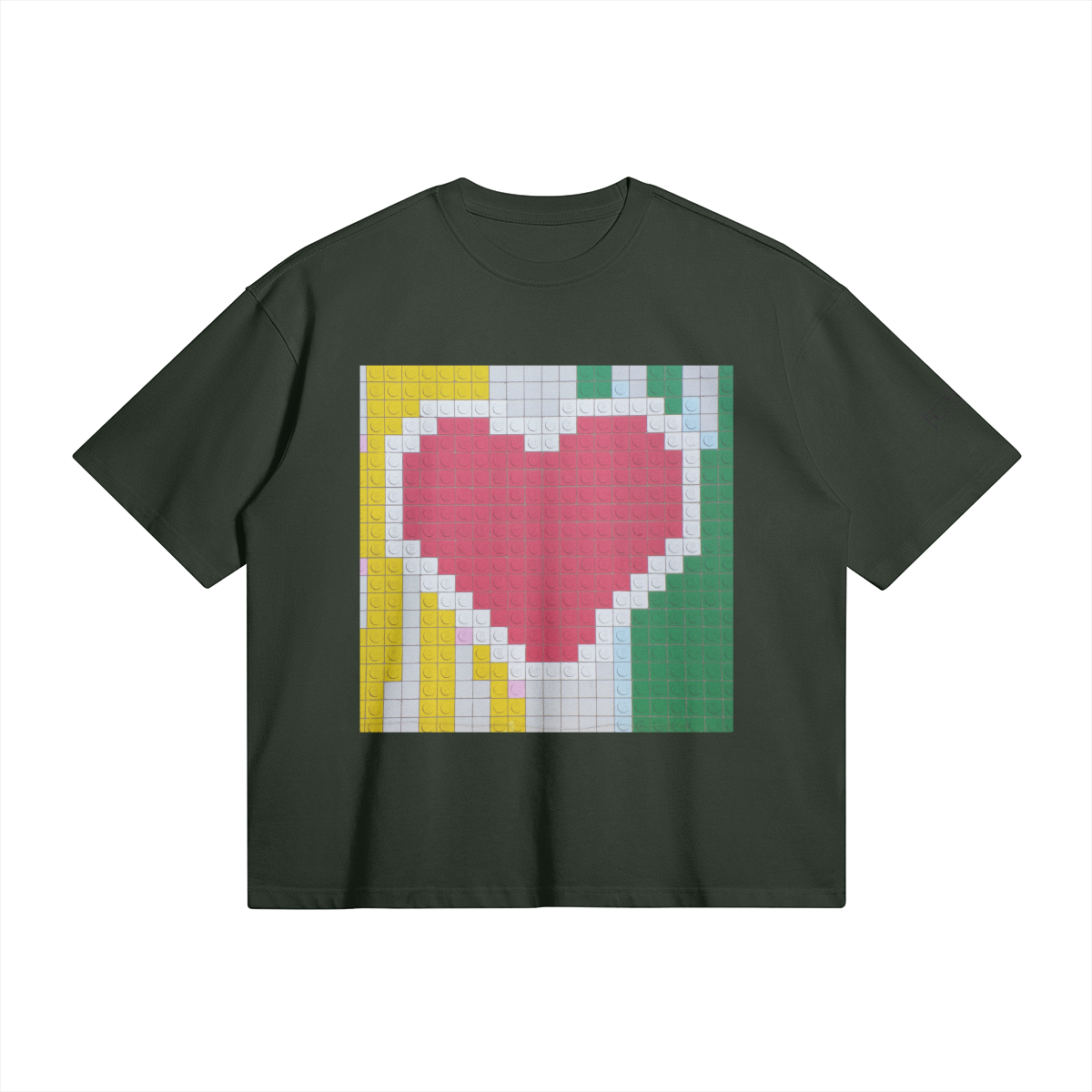 Lego Heart | Oversized Boxy T-Shirt | Camo Colors
