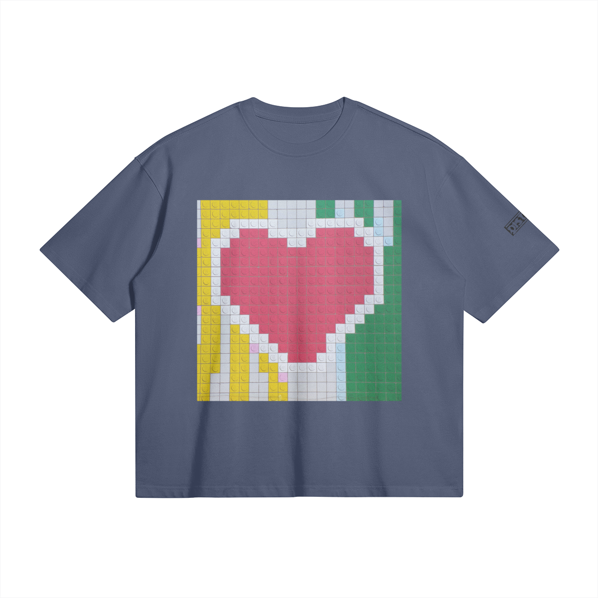 Lego Heart | Oversized Boxy T-Shirt | Camo Colors