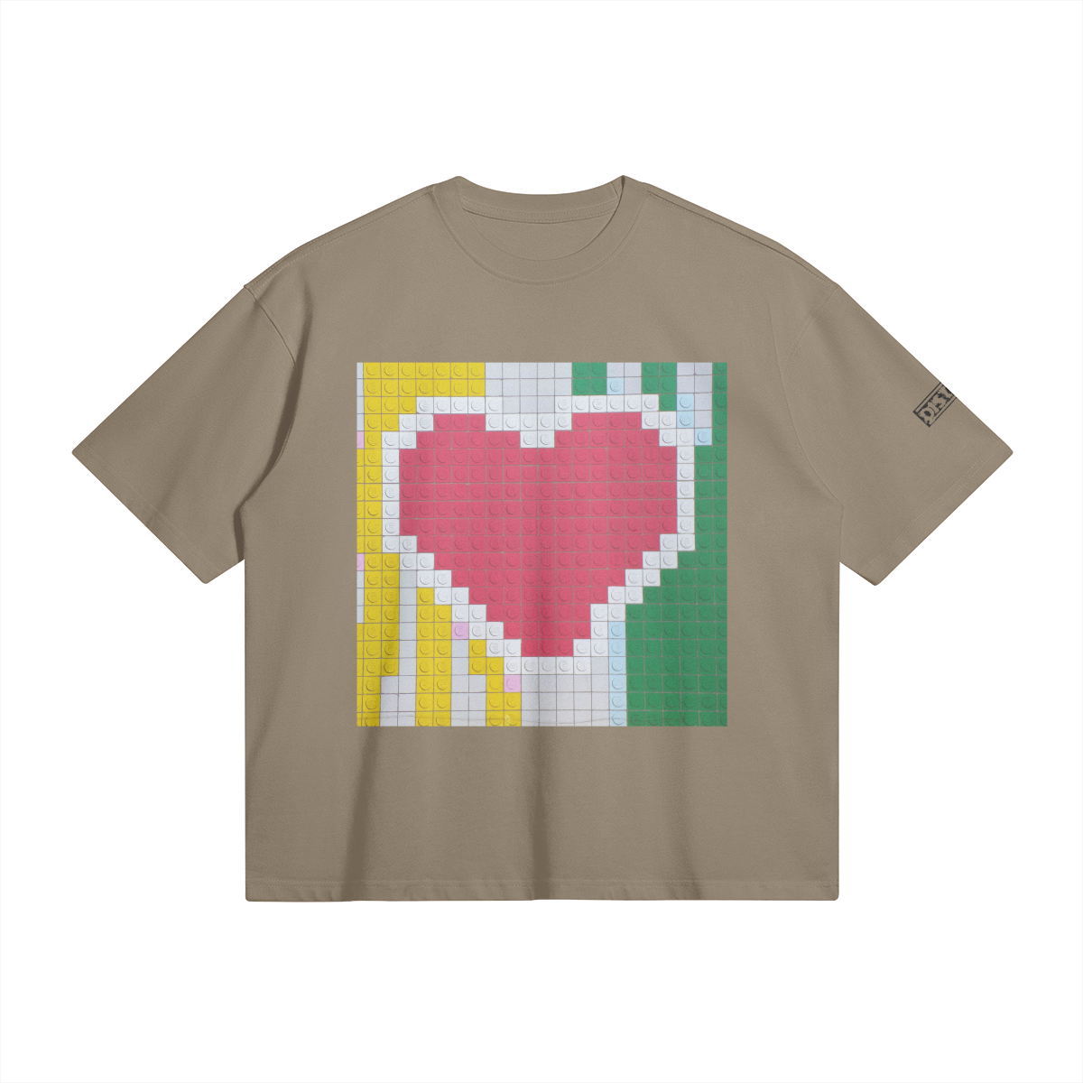 Lego Heart | Oversized Boxy T-Shirt | Camo Colors