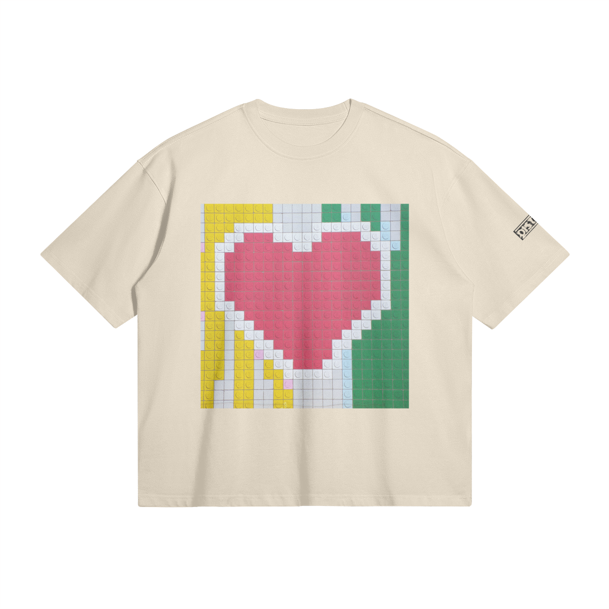 Lego Heart | Oversized Boxy T-Shirt | Camo Colors