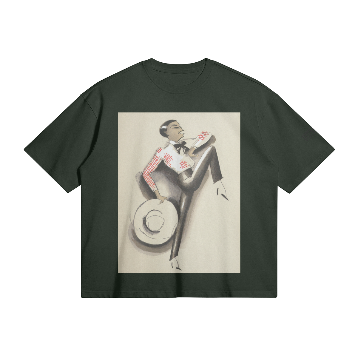 Dancing Man | Art Deco | Oversized Boxy T-shirt | Camo Colors