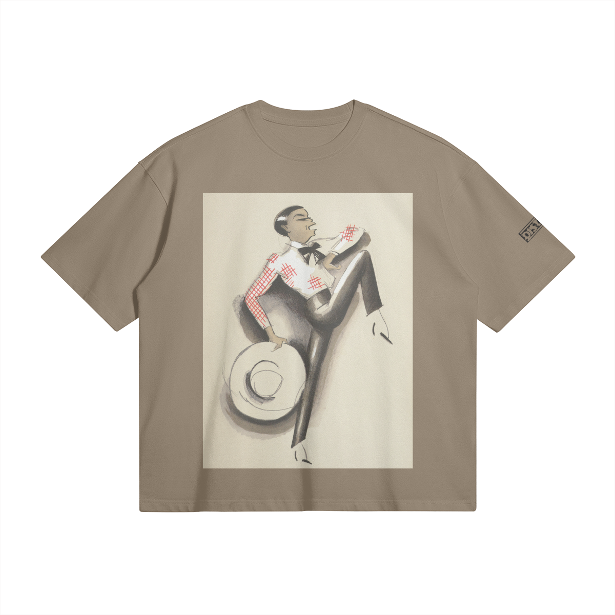 Dancing Man | Art Deco | Oversized Boxy T-shirt | Camo Colors