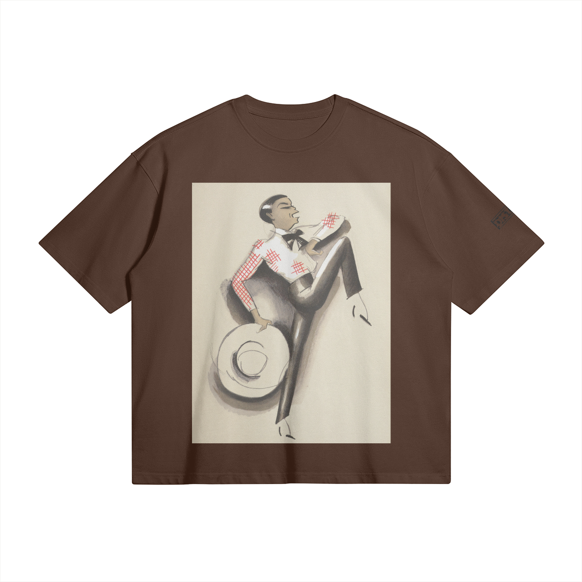 Dancing Man | Art Deco | Oversized Boxy T-shirt | Camo Colors