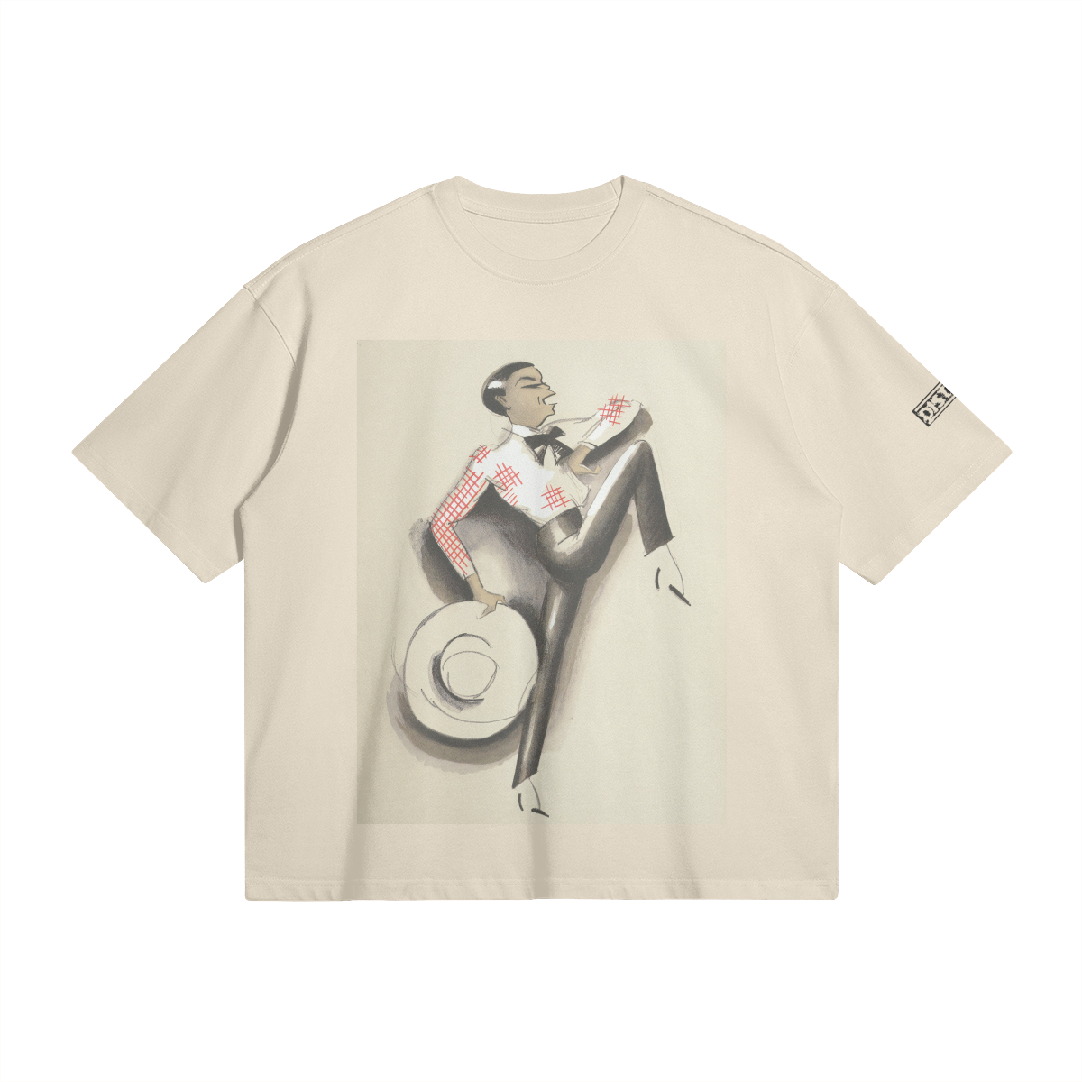 Dancing Man | Art Deco | Oversized Boxy T-shirt | Camo Colors