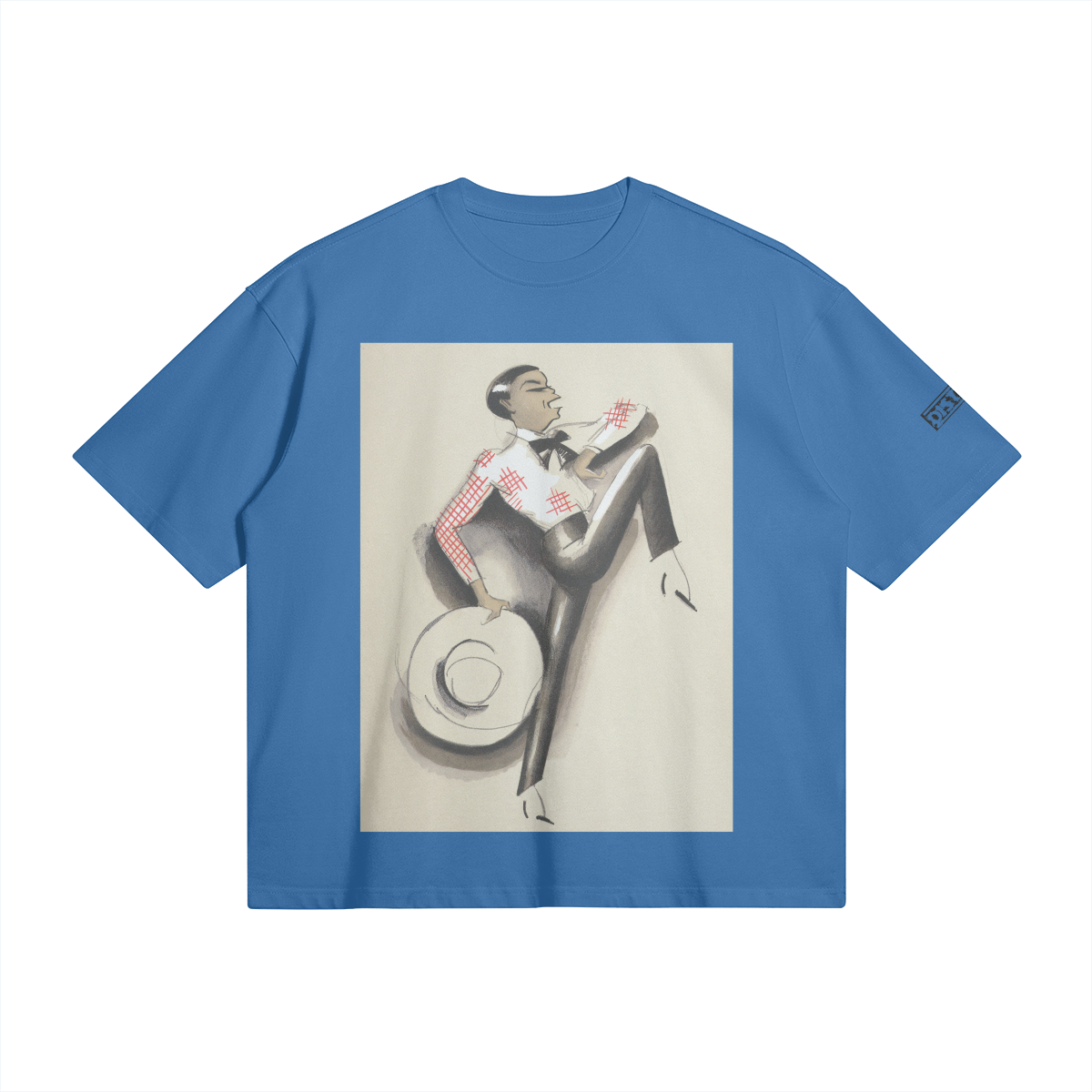 Dancing Man | Art Deco | Oversized Boxy T-shirt | Camo Colors