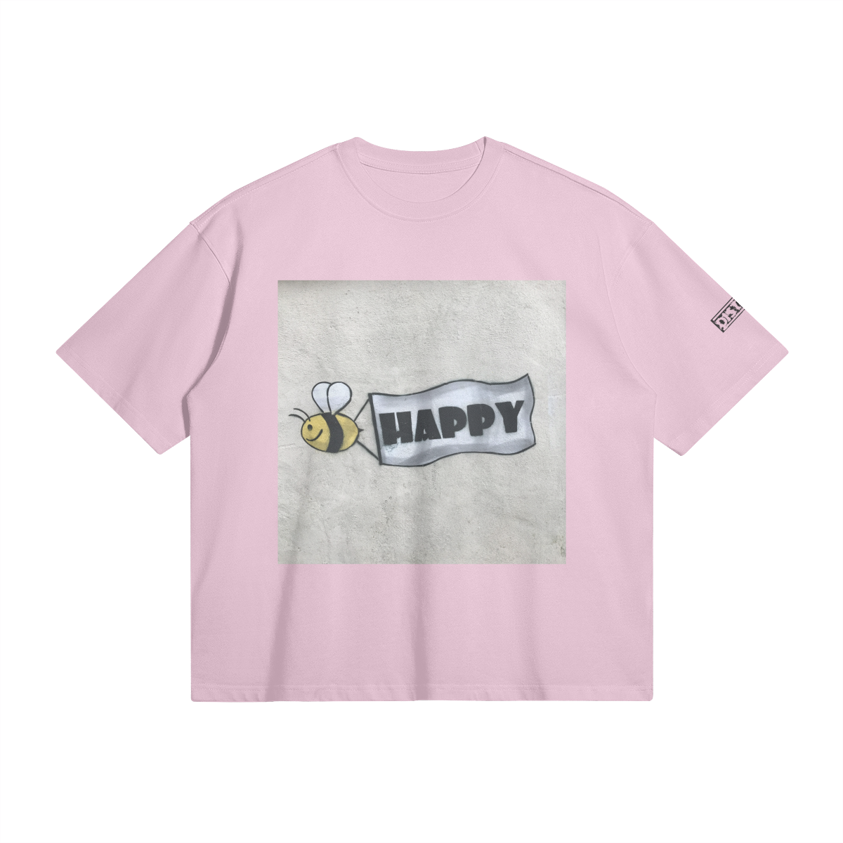 Bee Happy | Graffiti Art Oversized Boxy T-Shirt | Camo Colors