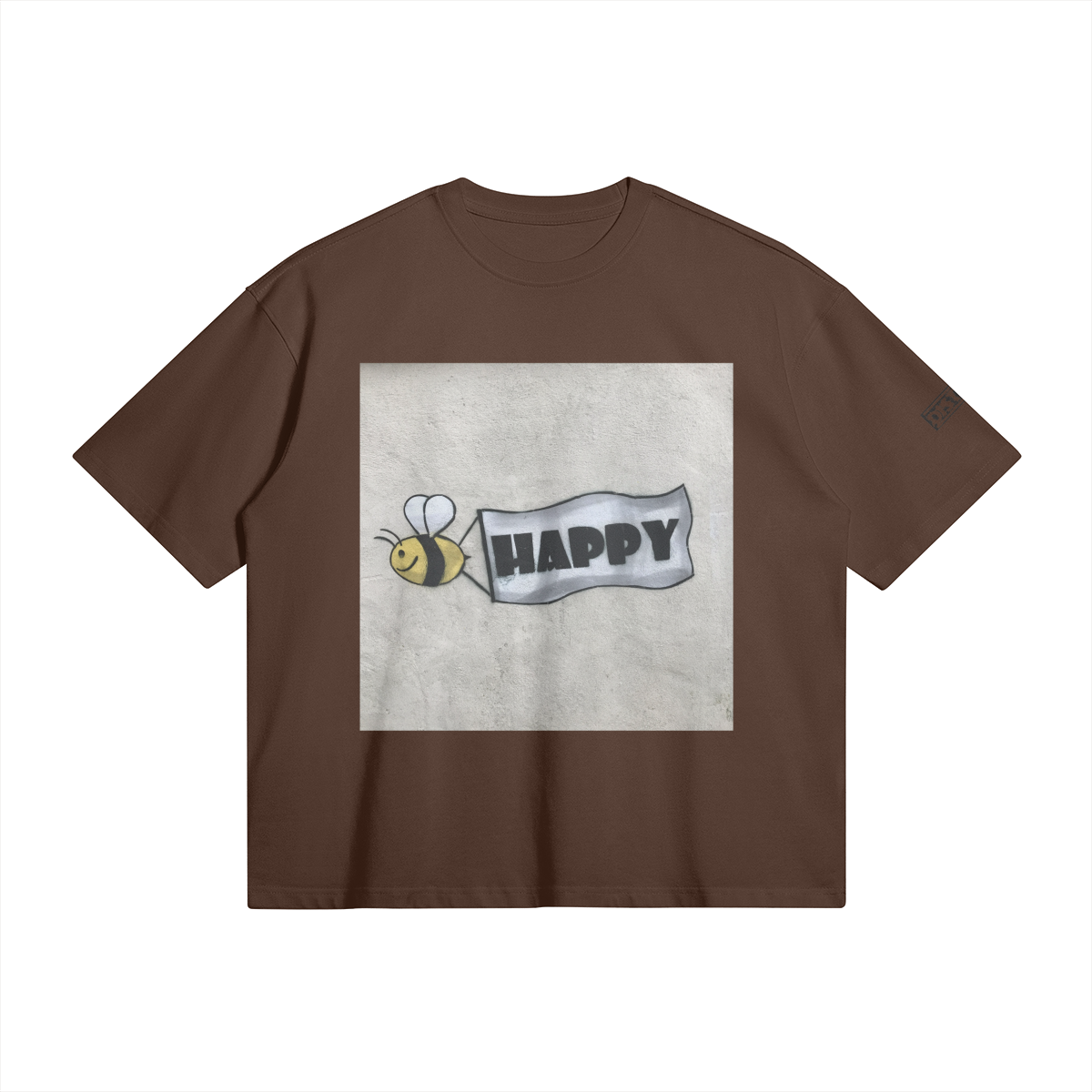 Bee Happy | Graffiti Art Oversized Boxy T-Shirt | Camo Colors