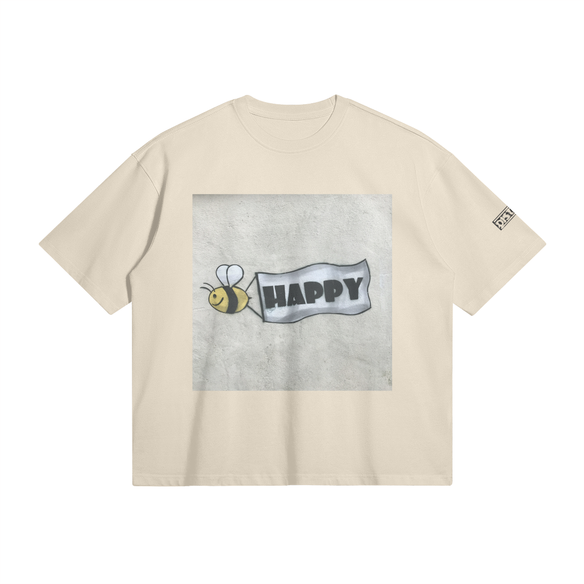 Bee Happy | Graffiti Art Oversized Boxy T-Shirt | Camo Colors