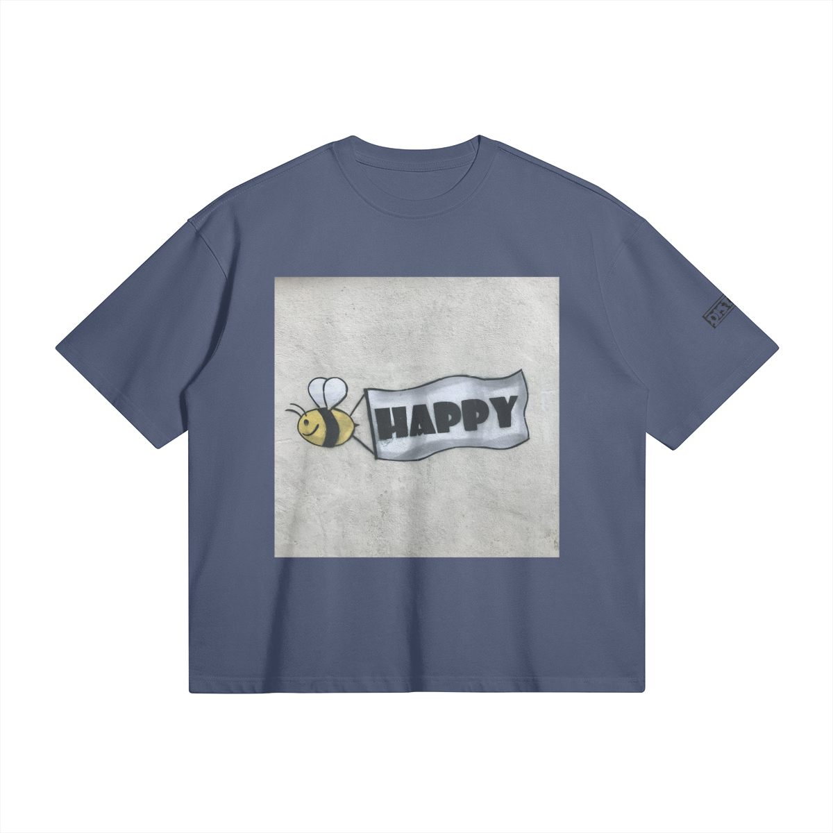 Bee Happy | Graffiti Art Oversized Boxy T-Shirt | Camo Colors
