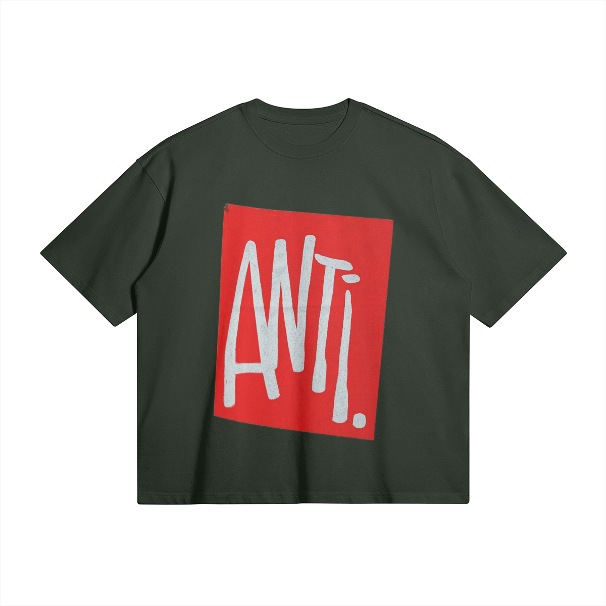 Anti | Red Graffiti Art Oversized Boxy T-Shirt | Camo Colors