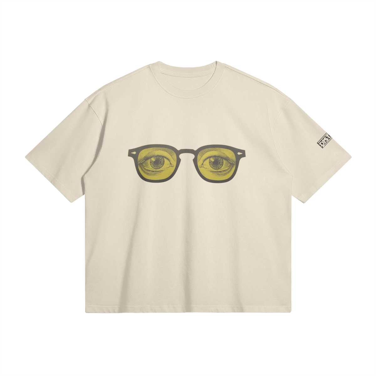 Yellow Glasses | Minimal Art Oversized T-shirt | Camo Colors