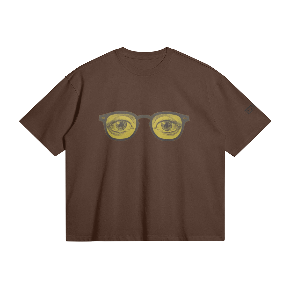 Yellow Glasses | Minimal Art Oversized T-shirt | Camo Colors