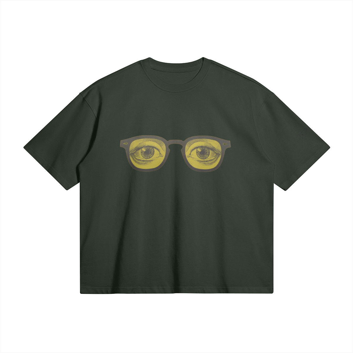 Yellow Glasses | Minimal Art Oversized T-shirt | Camo Colors