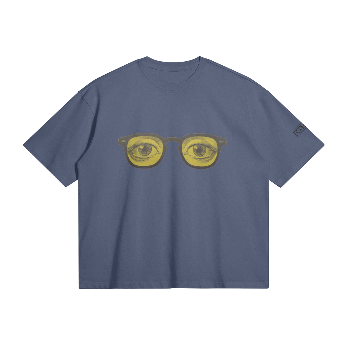 Yellow Glasses | Minimal Art Oversized T-shirt | Camo Colors