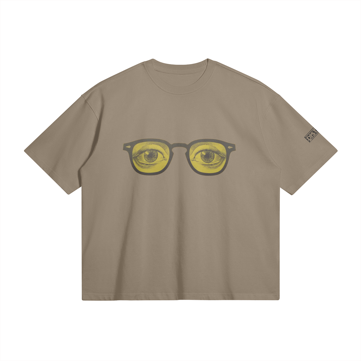 Yellow Glasses | Minimal Art Oversized T-shirt | Camo Colors