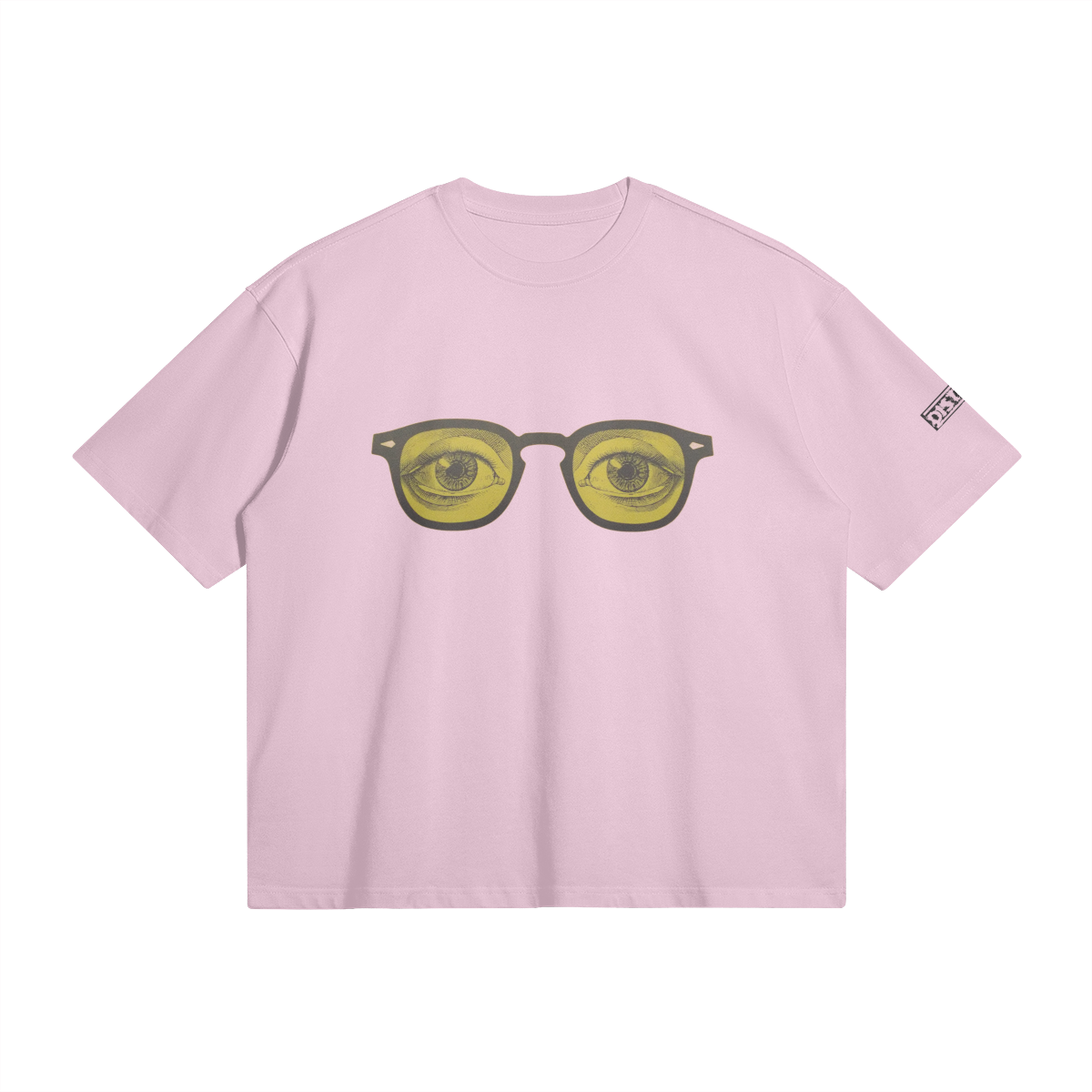 Yellow Glasses | Minimal Art Oversized T-shirt | Camo Colors