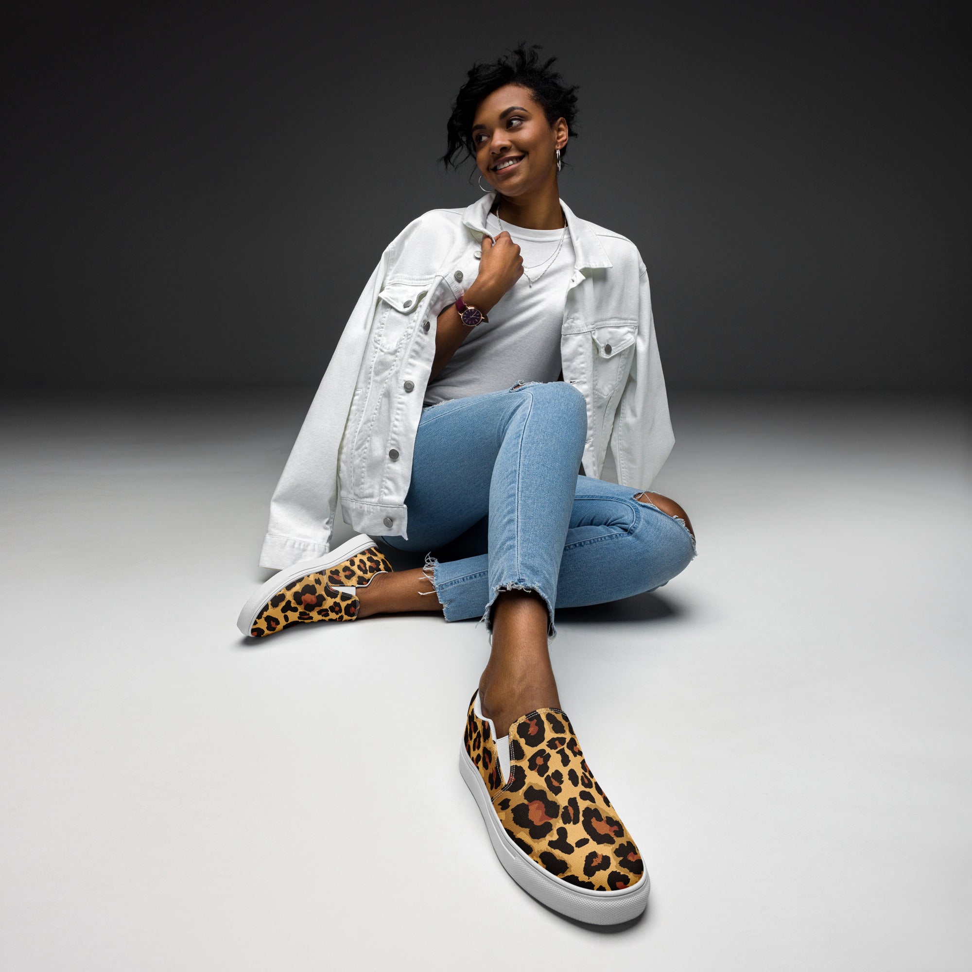 Leopard Slip-on Canvas Shoes for Women | Brown & Black Camo Colors