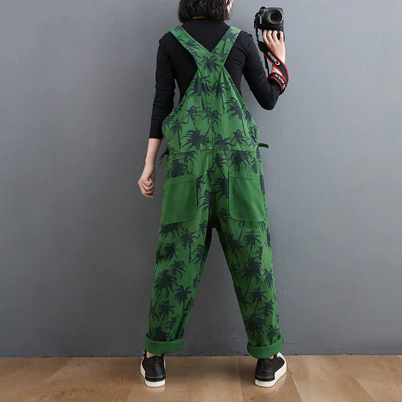 Korean Straight Green Jumpsuit for Women Camo Colors