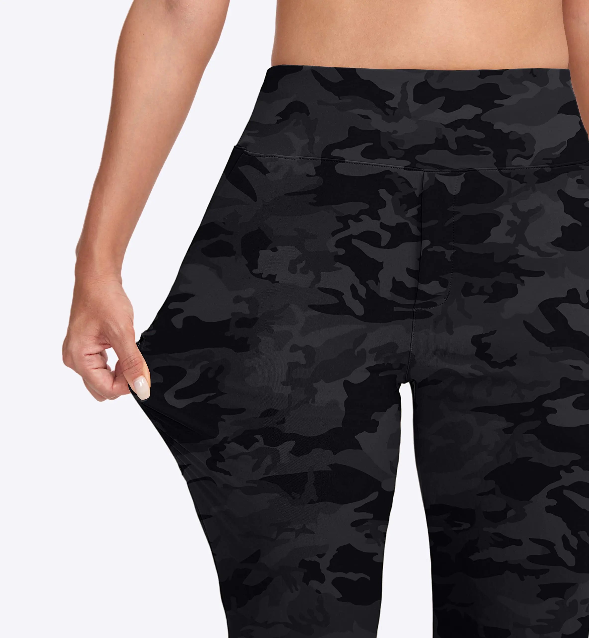 Grey Camo Women's Golf Pants Stretch Work Ankle Pants High Waist Camo Colors